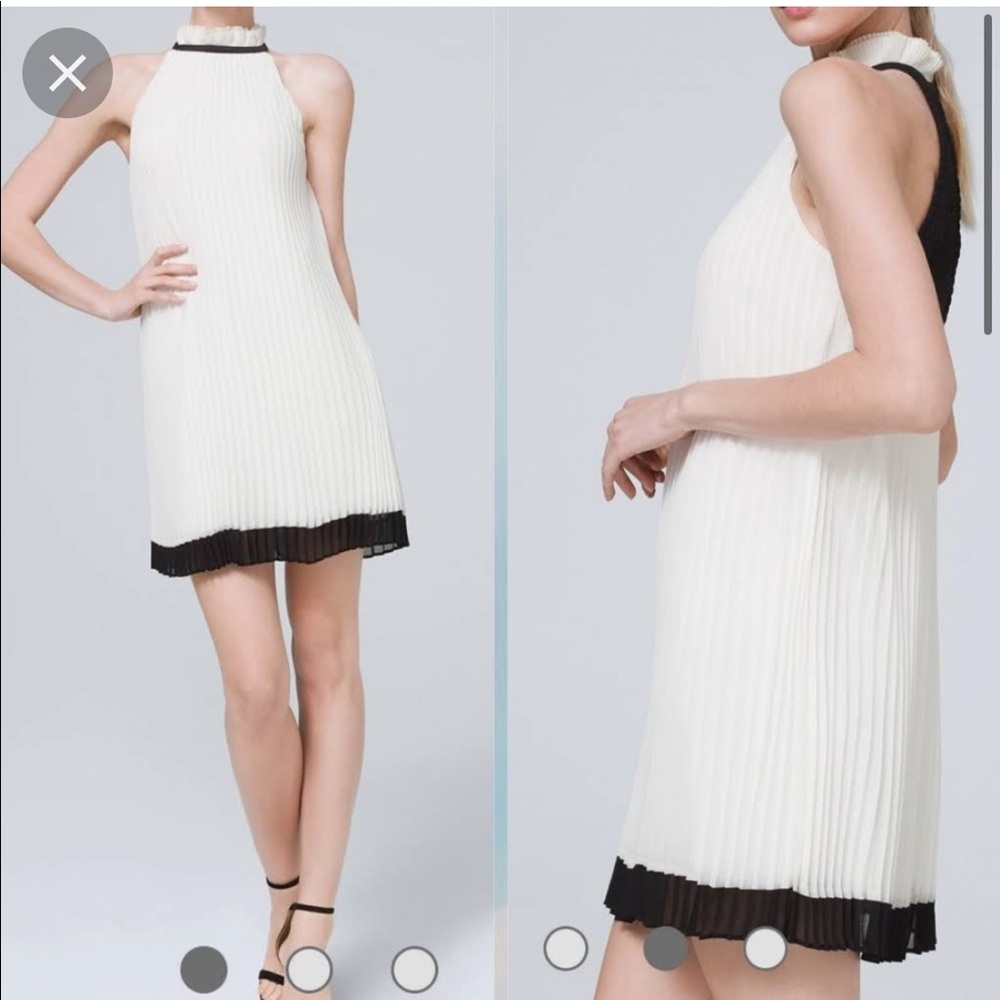 White House Black Market | size 8 halter neck white pleated dress
